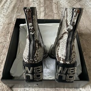 Alexander Wang Parker Snake Print Embossed Leather Ankle Boots